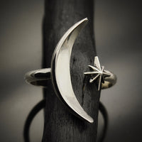 Thumbnail for Moon & Star Sterling Silver Adj. Ring #J019