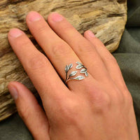 Thumbnail for Leaf Cluster Sterling Silver Adj. Ring #J026