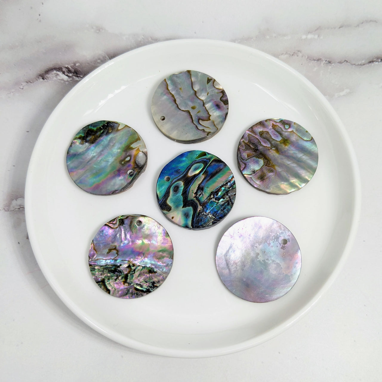Abalone Shell 6 pack  Top Drilled Disc Bead #LV3603