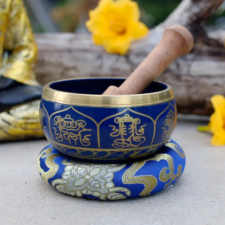 Tibetan Singing Bowl   & Cushion - Blue #LV3730