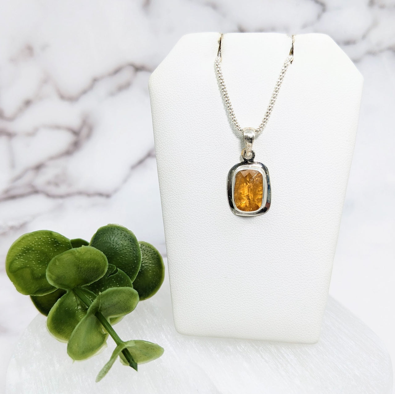 Imperial Topaz .5" S.S. Faceted Pendant #LV3959