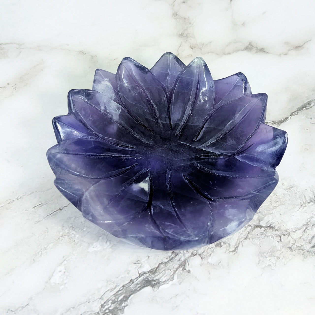 Purple Fluorite 3.8" Flower Bowl #LV4151