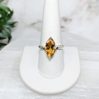 Thumbnail for Citrine Sz 9.75 S.S. Faceted Marquis Ring #LV4289