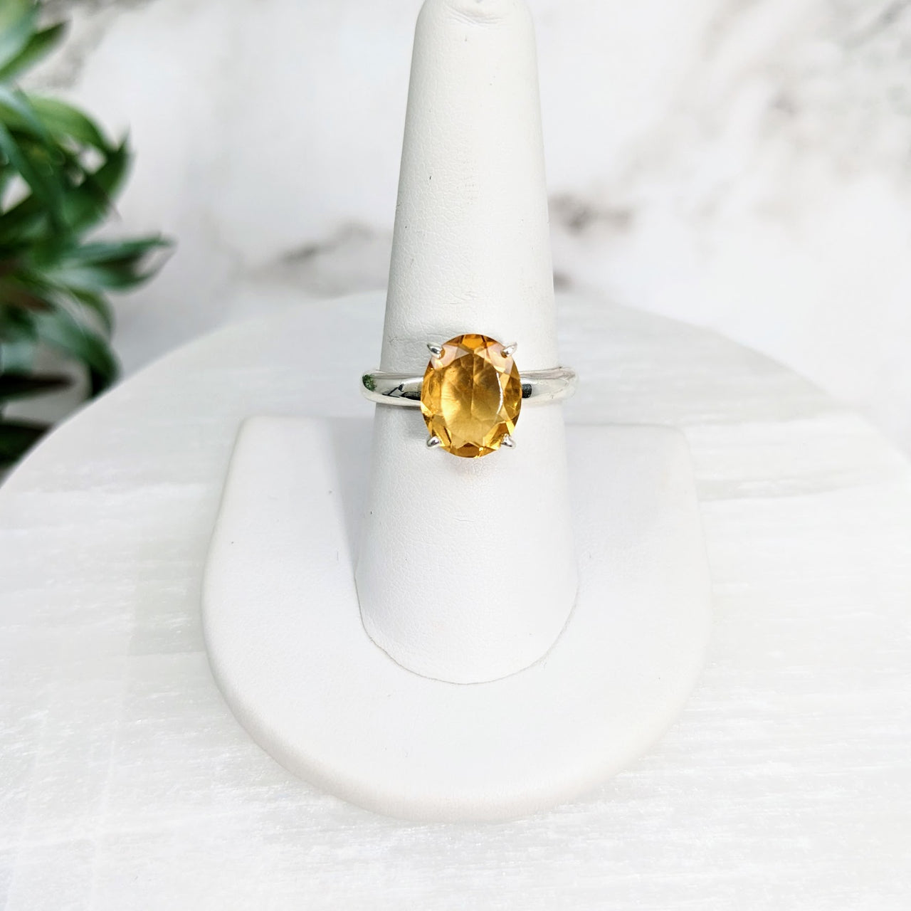 Citrine Sz 7 - 9.5 S.S. Oval Faceted Ring #LV4290