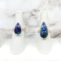 Thumbnail for Purple Mojave Turquoise Size 7, 8 Teardrop S.S. Ring #LV4606