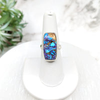 Thumbnail for Purple Mojave Turquoise Size 7 Rectangle S.S. Ring #LV4608