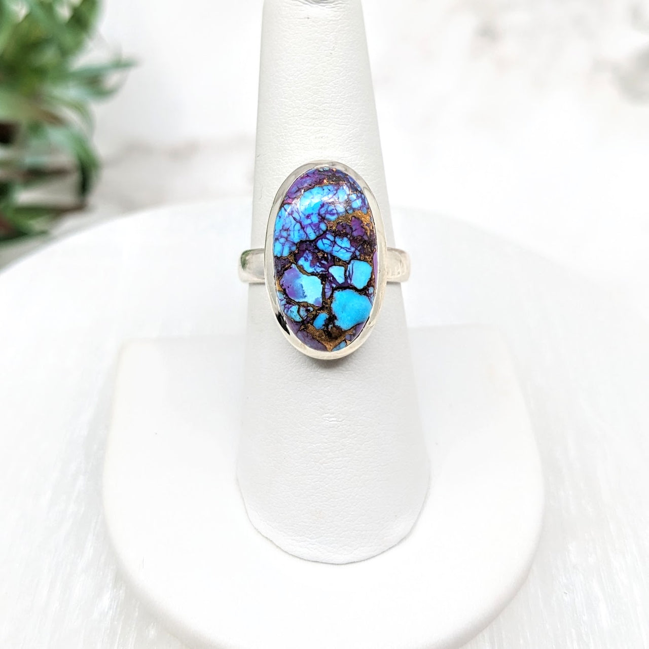Purple Mojave Turquoise Size 8 Oval S.S. Ring #LV4609