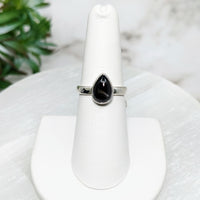 Thumbnail for Black Star Sapphire  S.S. Teardrop Ring #LV5010
