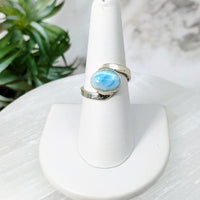 Thumbnail for Larimar Sz. 8 S.S. Swoop Ring #LV5039