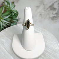 Thumbnail for Moldavite Sz 6.25 Polished Marquis Ring #LV5109