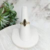 Thumbnail for Moldavite Sz 7.75 Polished Marquis Ring #LV5110