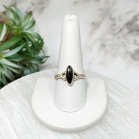 Thumbnail for Moldavite Sz 10.5 Polished Marquis Ring #LV5112