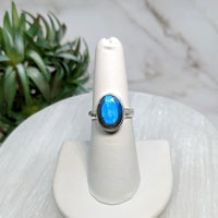 Thumbnail for Labradorite  Sz. 6.5 S.S. Faceted Ring #LV5549