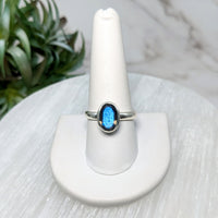 Thumbnail for Labradorite  Sz. 9.75 S.S. Faceted Ring #LV5550