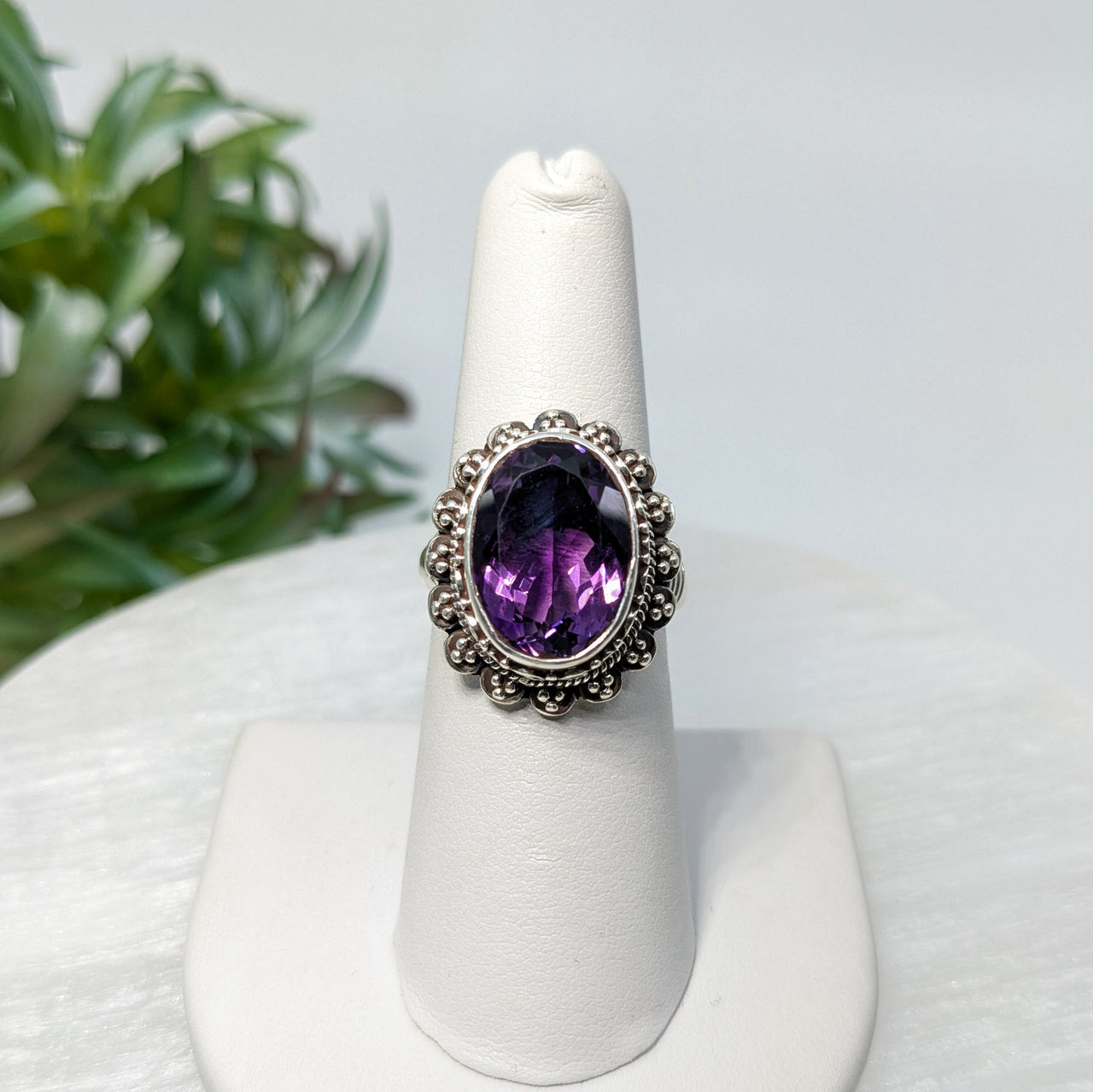 Amethyst  S.S. Adj. 6-8 Ring #LV5556