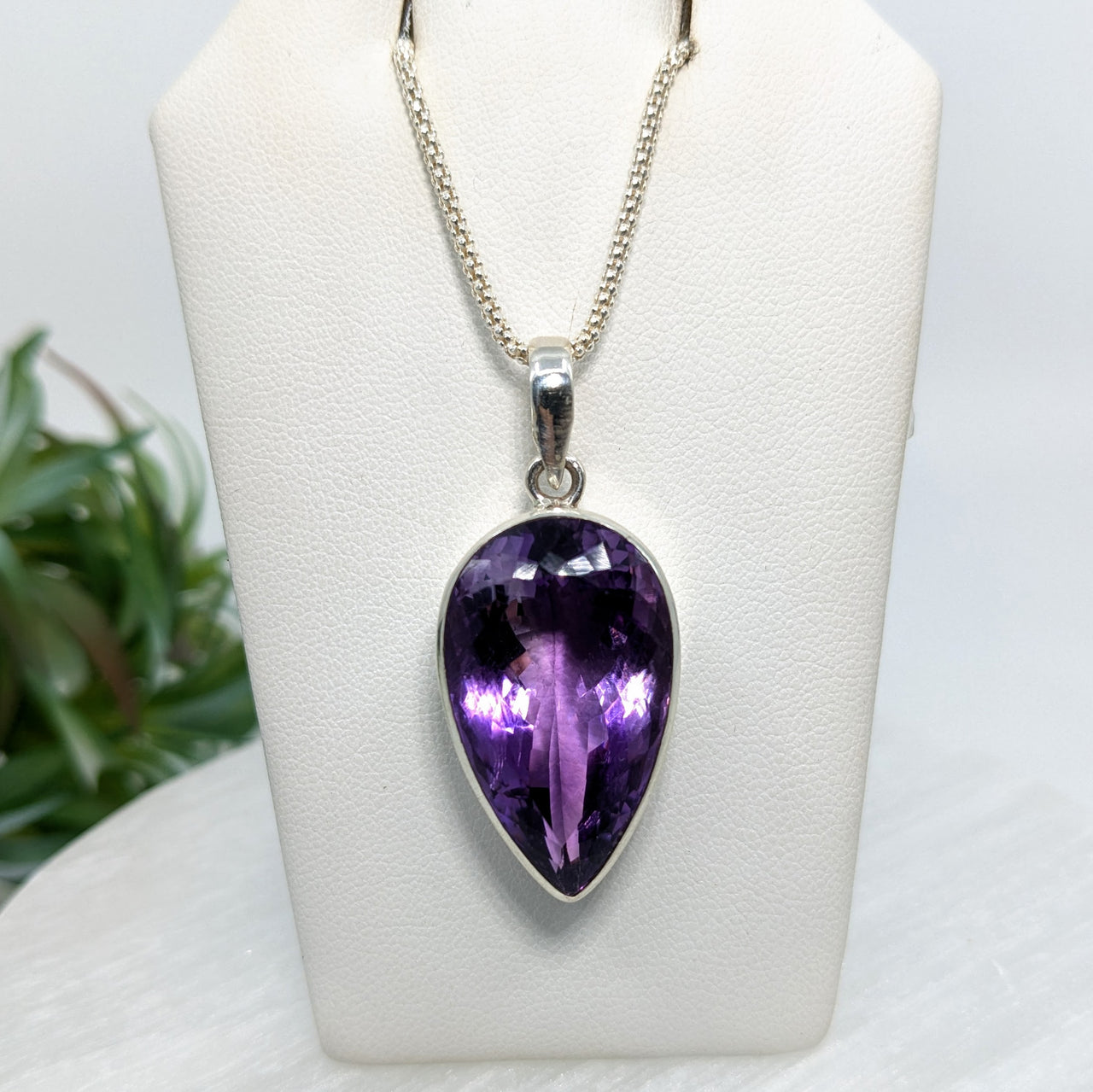 Amethyst 1" Faceted Teardrop Pendant #LV5601