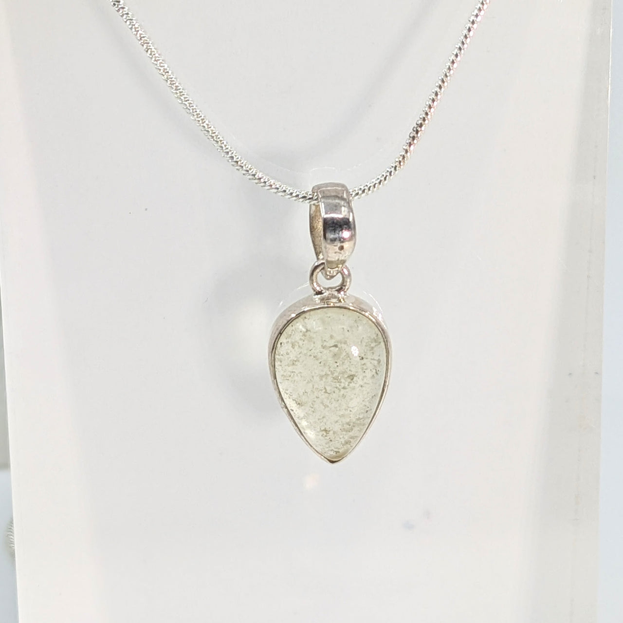 Libyan Desert Glass .7" Teardrop S.S. Pendant #LV5805