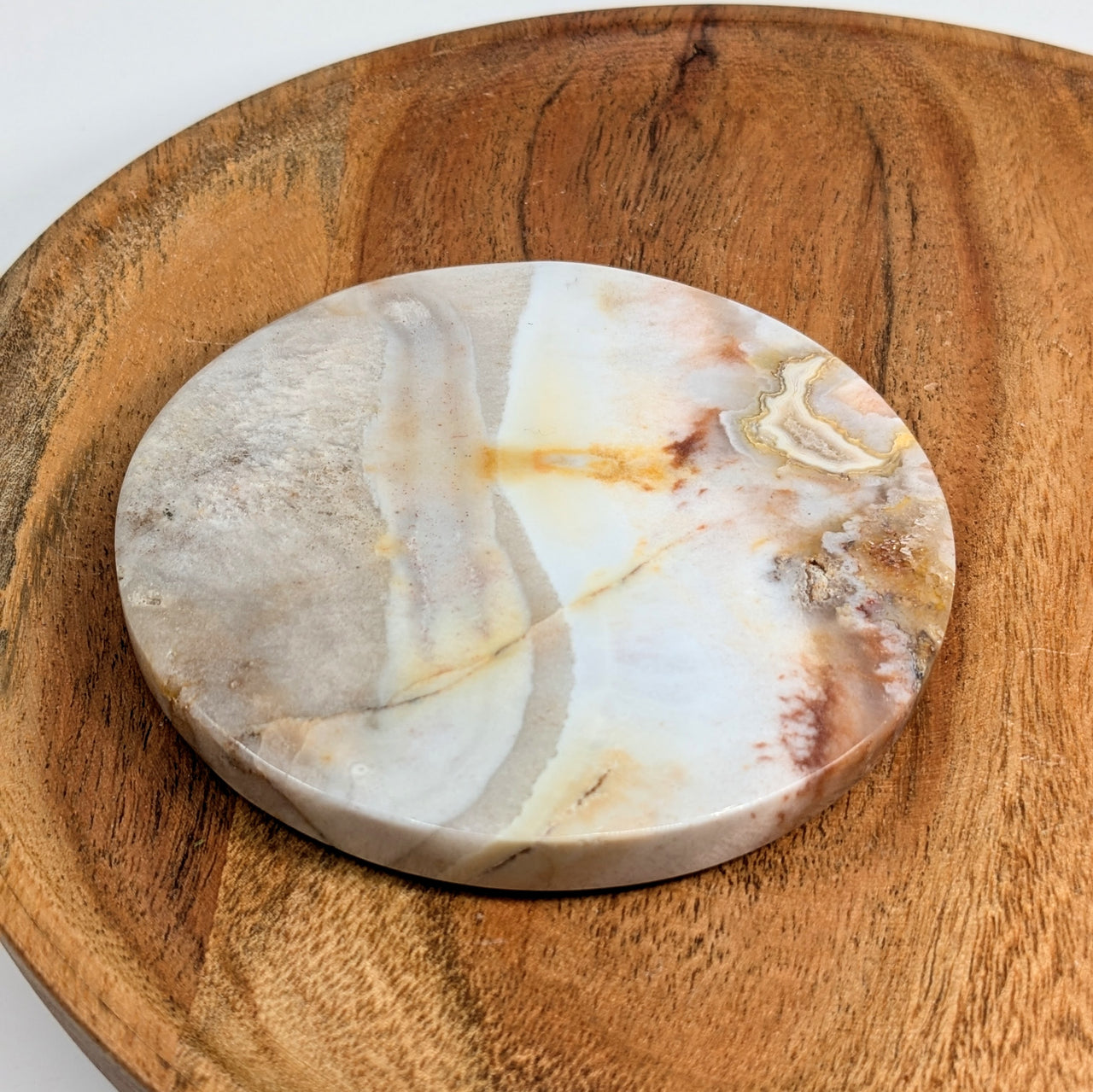 Flower Agate  3.4" Coaster Plate #LV5849