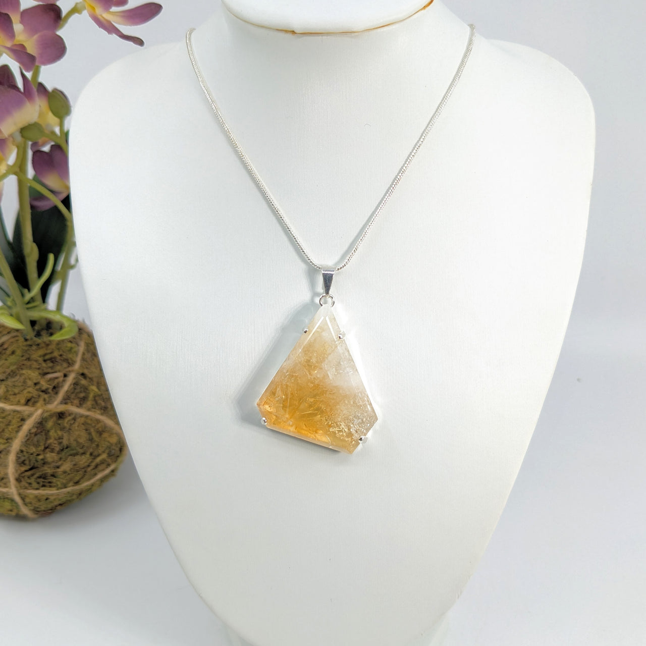 Citrine 1.4" Organic Triangle Pendant #LV5923