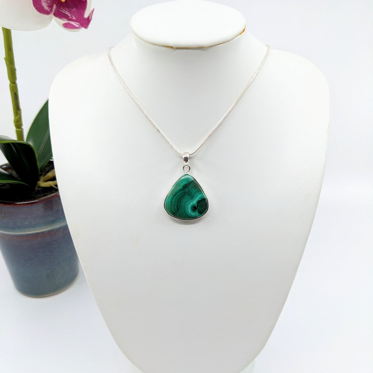 Malachite .8" S.S. Teardrop Pendant #LV5932