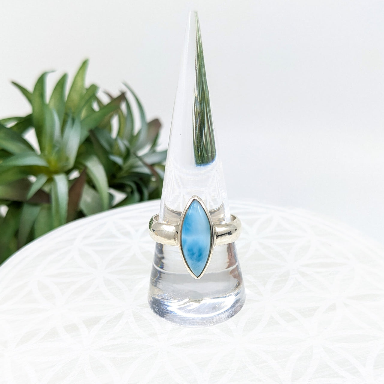 Larimar  Sz 10  S.S. Ring #LV5945