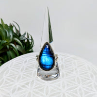 Thumbnail for Labradorite  Sz 9.75  S.S. Ring #LV5952