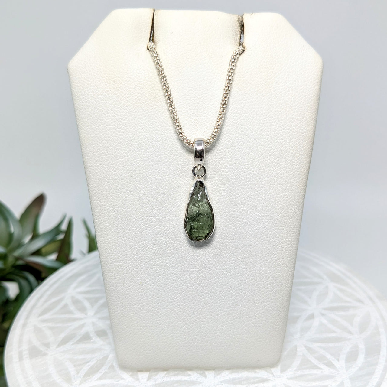 Moldavite .6" S.S. Rough Pendant #LV5962