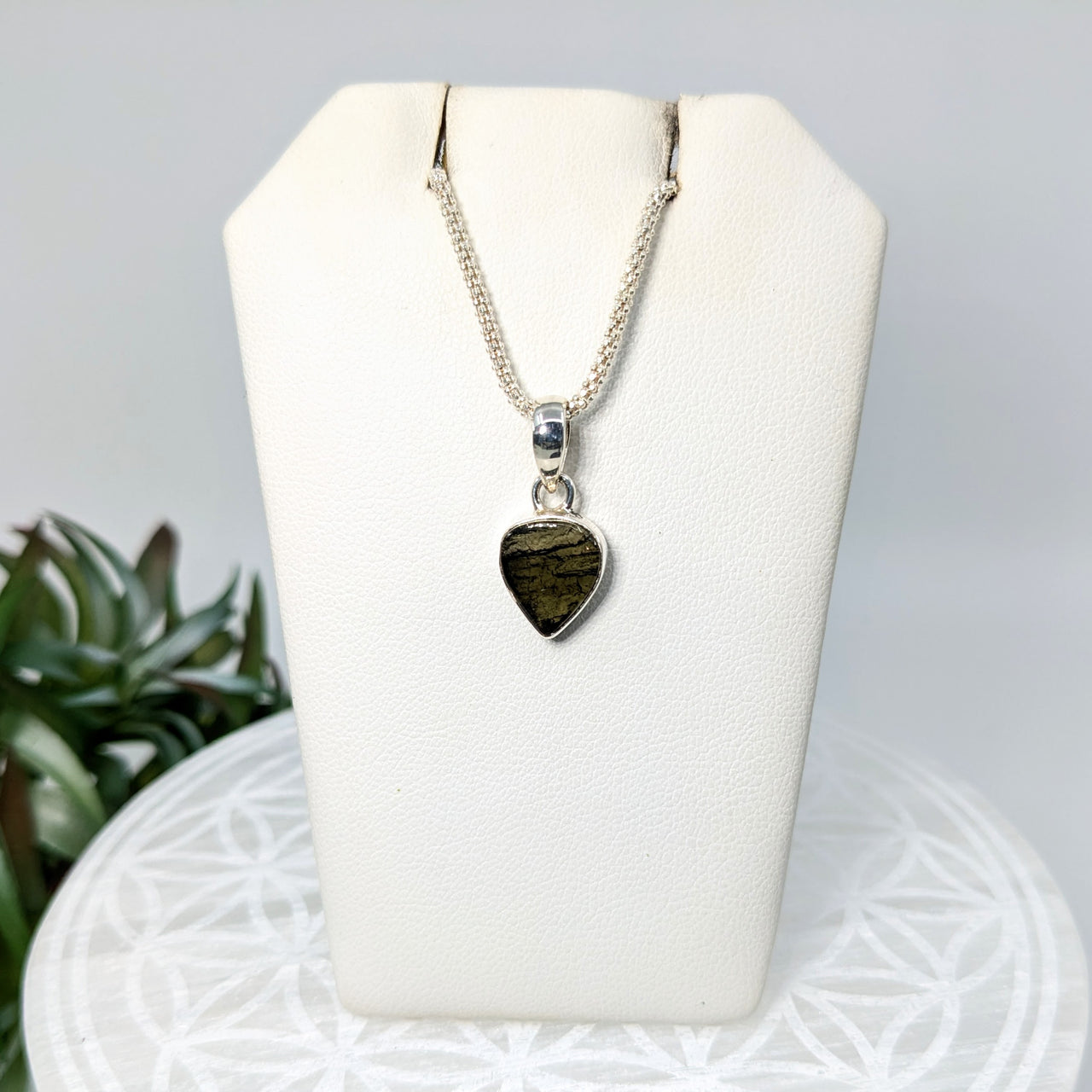 Moldavite .4" S.S. Polished Pendant #LV5964