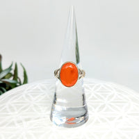 Thumbnail for Carnelian   Sz 5.75 S.S. Faceted Ring #LV5966