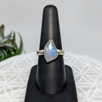 Thumbnail for Rainbow Moonstone  Sz 7.75  S.S. Faceted Ring #LV5979