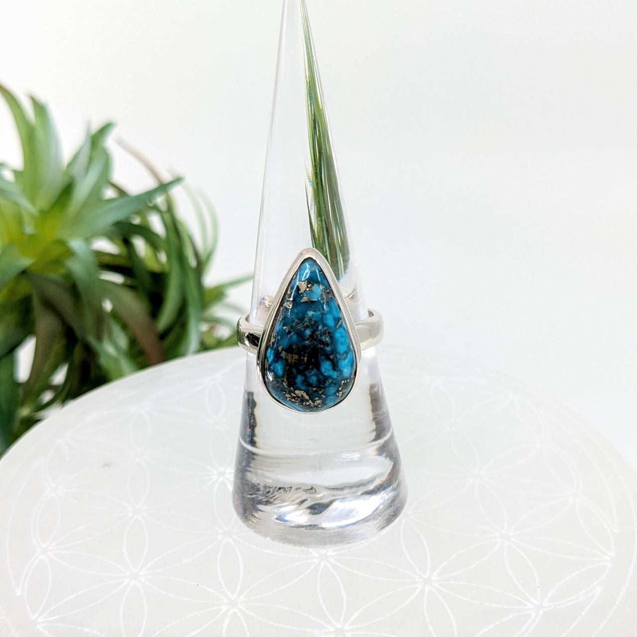 Persian Turquoise Sz 7 Teardrop S.S. Ring #LV6059