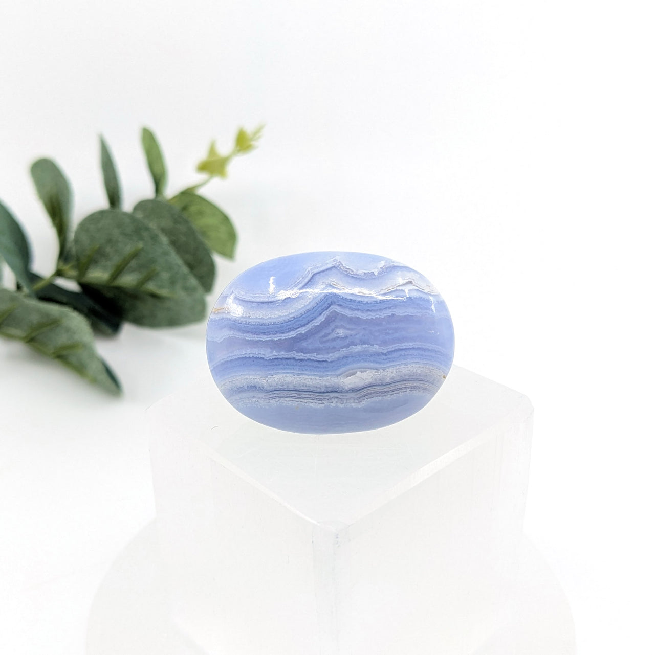 Blue Lace Agate 1.6" Palm Stone #LV6101