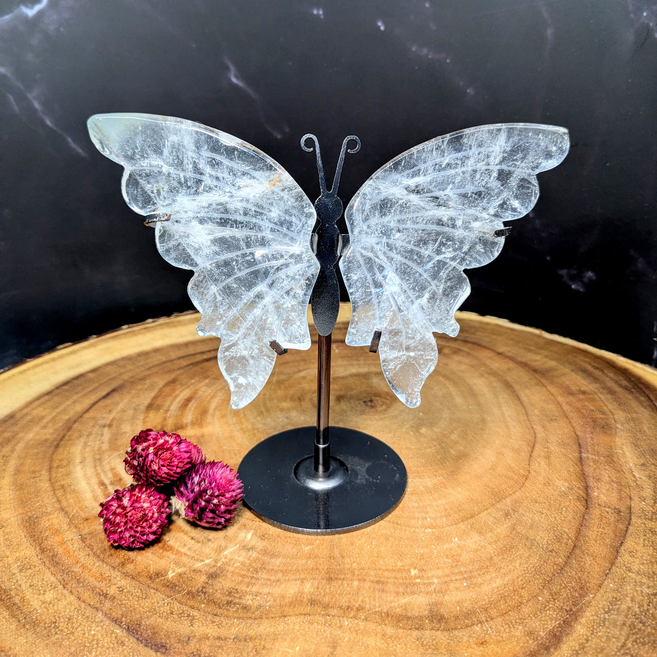 Clear Quartz  4.2" Butterfly & Stand #LV6210