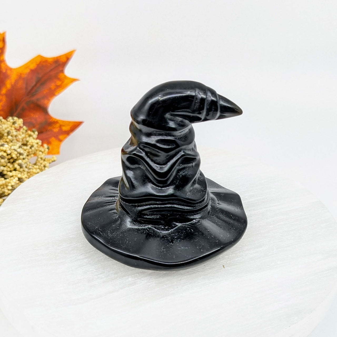 Black Obsidian 2" Wizard Hat Carving #LV6241