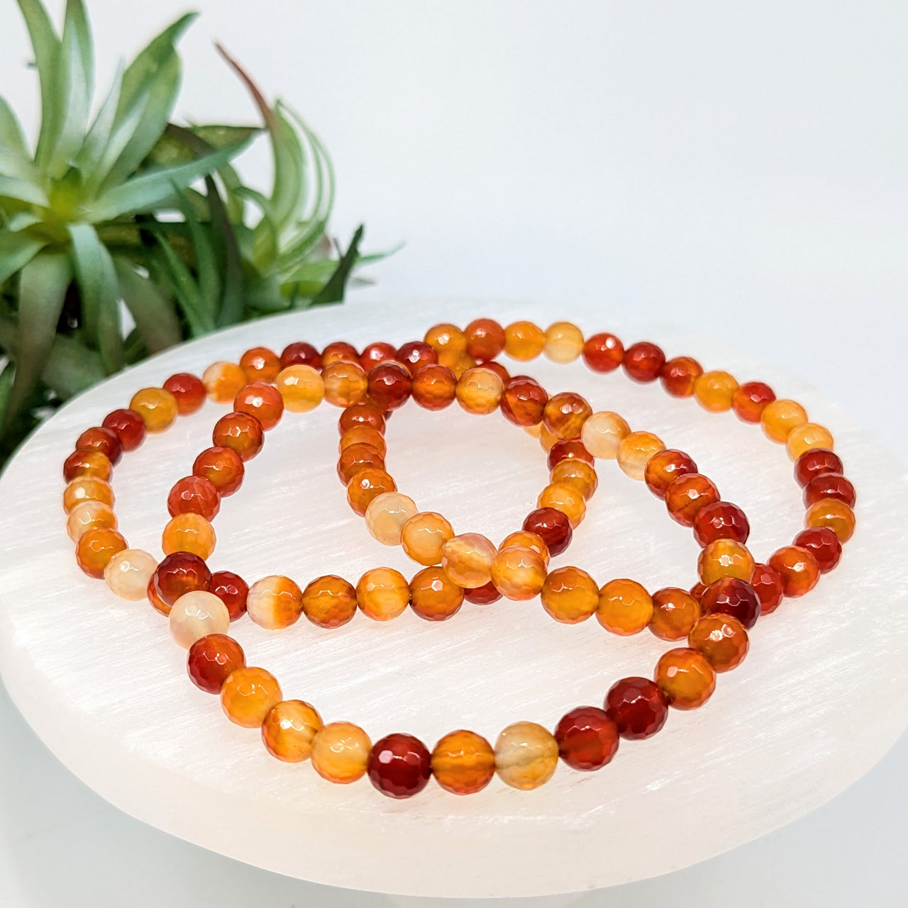 Carnelian 6mm Faceted Bracelet #LV6266