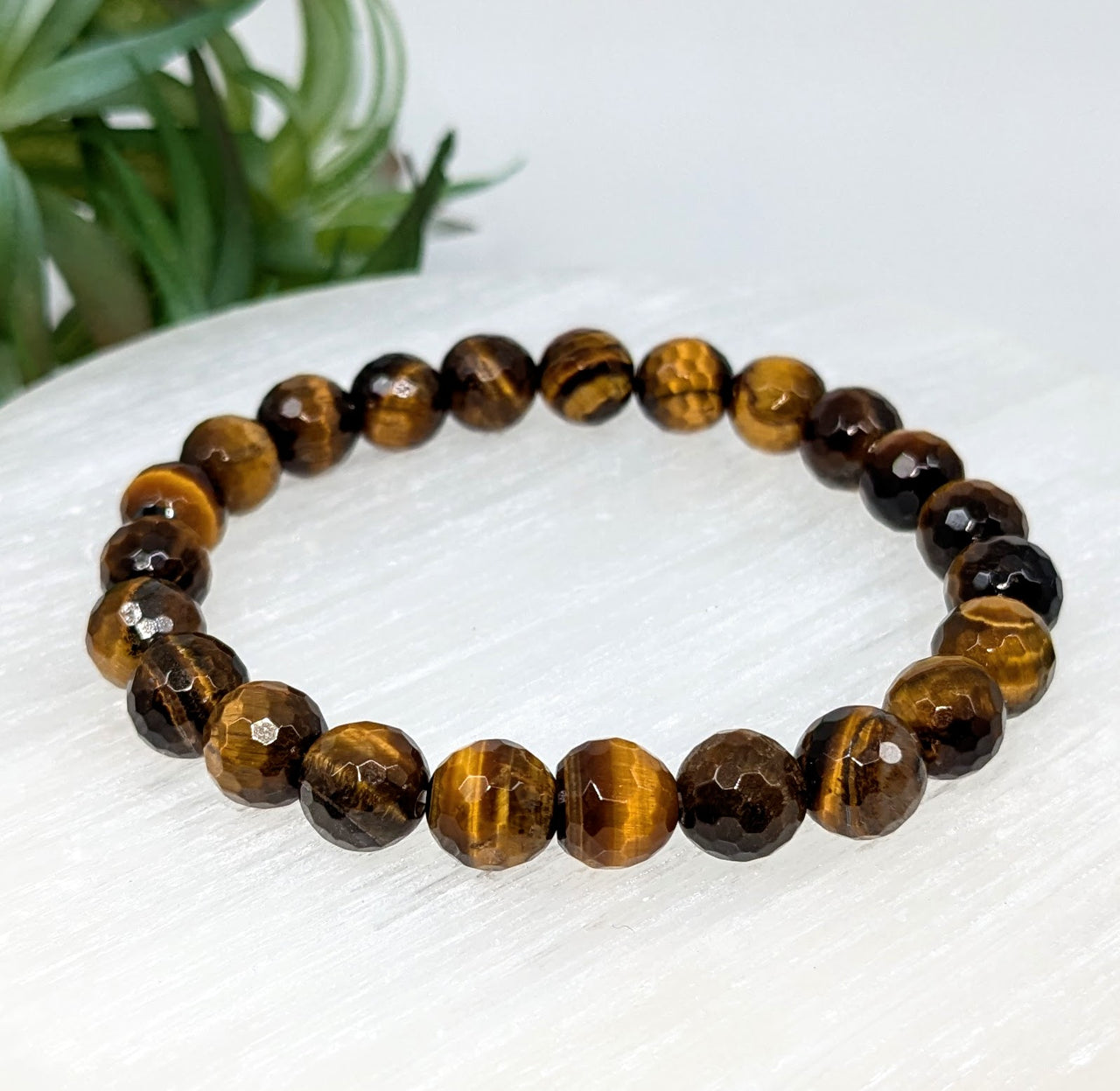 Gold Tiger's Eye 8mm Faceted Bracelet #LV6268