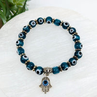 Thumbnail for Teal Evil Eye  7mm Bracelet #LV6278