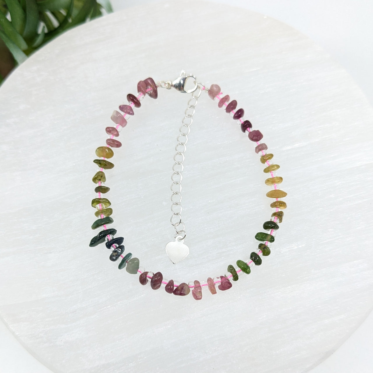 Watermelon Tourmaline 3mm Adjustable Bracelet #LV6280