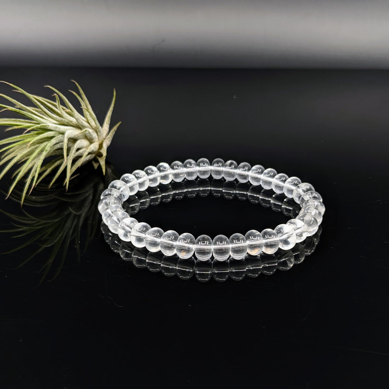 Clear Quartz  8mm Rondelle Bracelet #LV6372