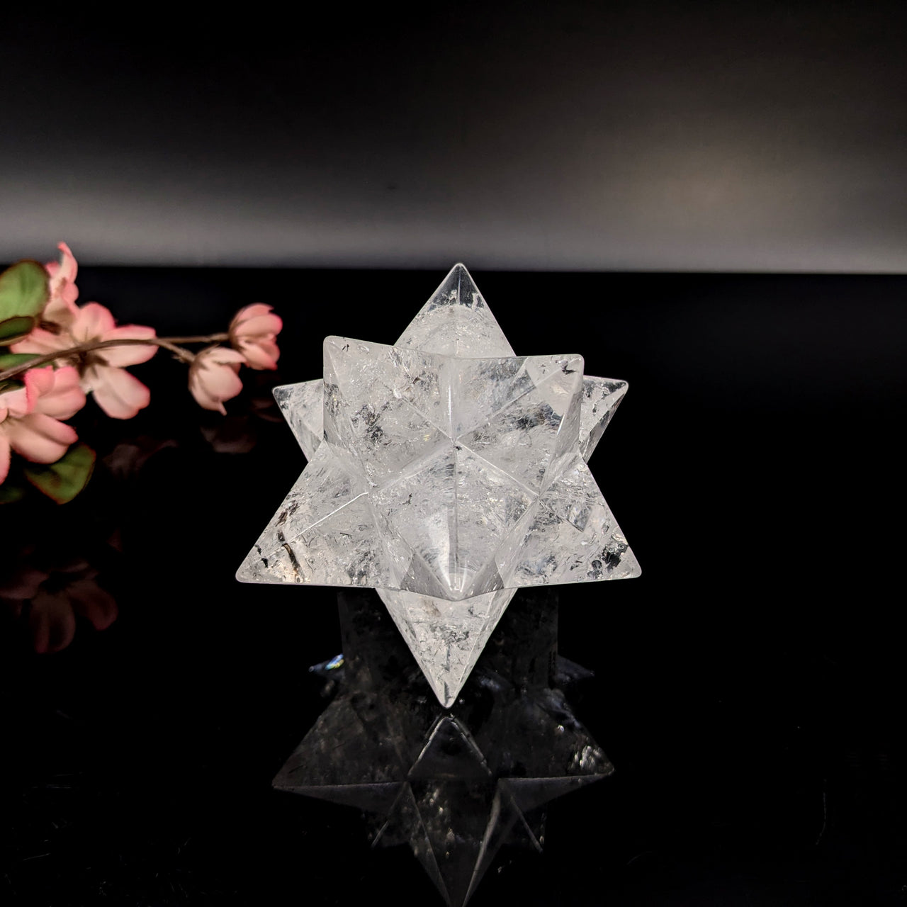 Lemurian Quartz 3.3" Merkaba Carving #LV6425