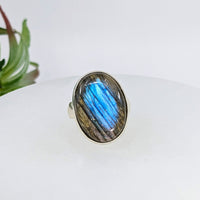 Thumbnail for Labradorite Sz 6.25 Oval S.S. Ring #LV6502