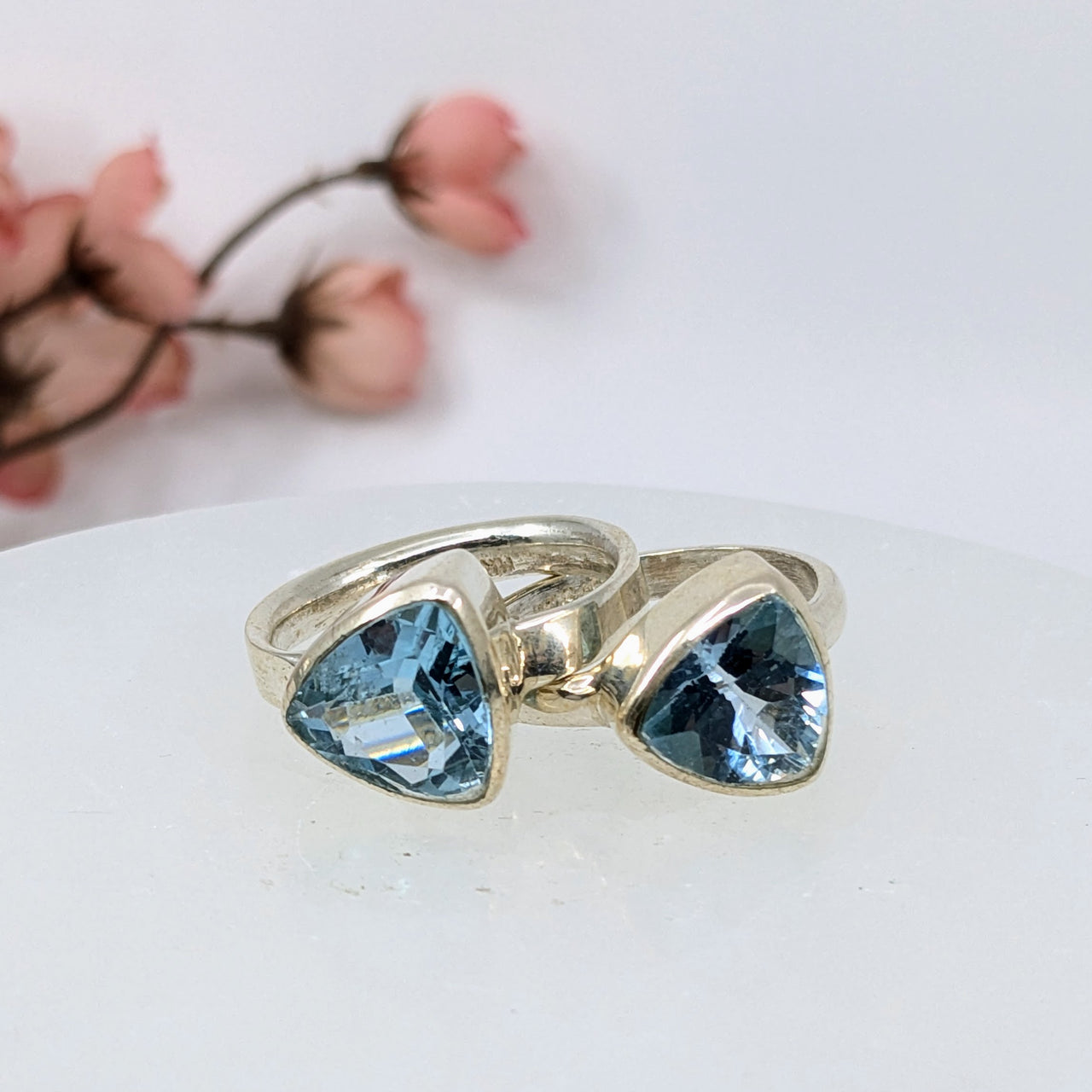 Blue Topaz Sz 8 - Sz 9 Faceted S.S. Ring #LV6504