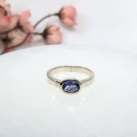 Thumbnail for Tanzanite Sz 6.75 Faceted S.S. Ring #LV6511