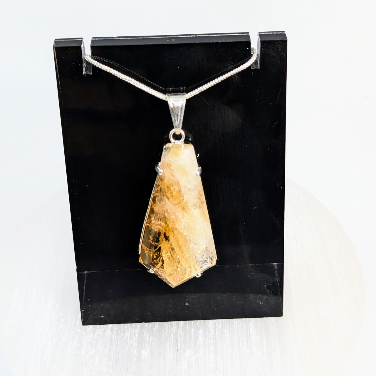 Citrine   1.7" Polished Pendant Silver #LV6525