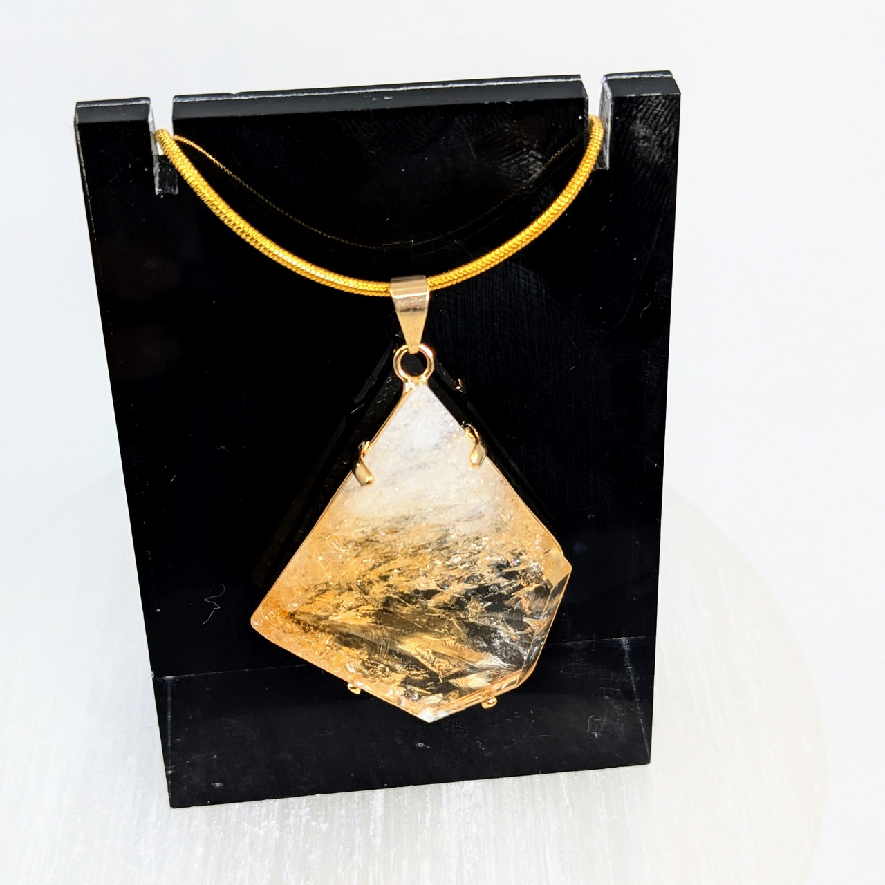 Citrine   1.7" Polished Pendant Gold #LV6526