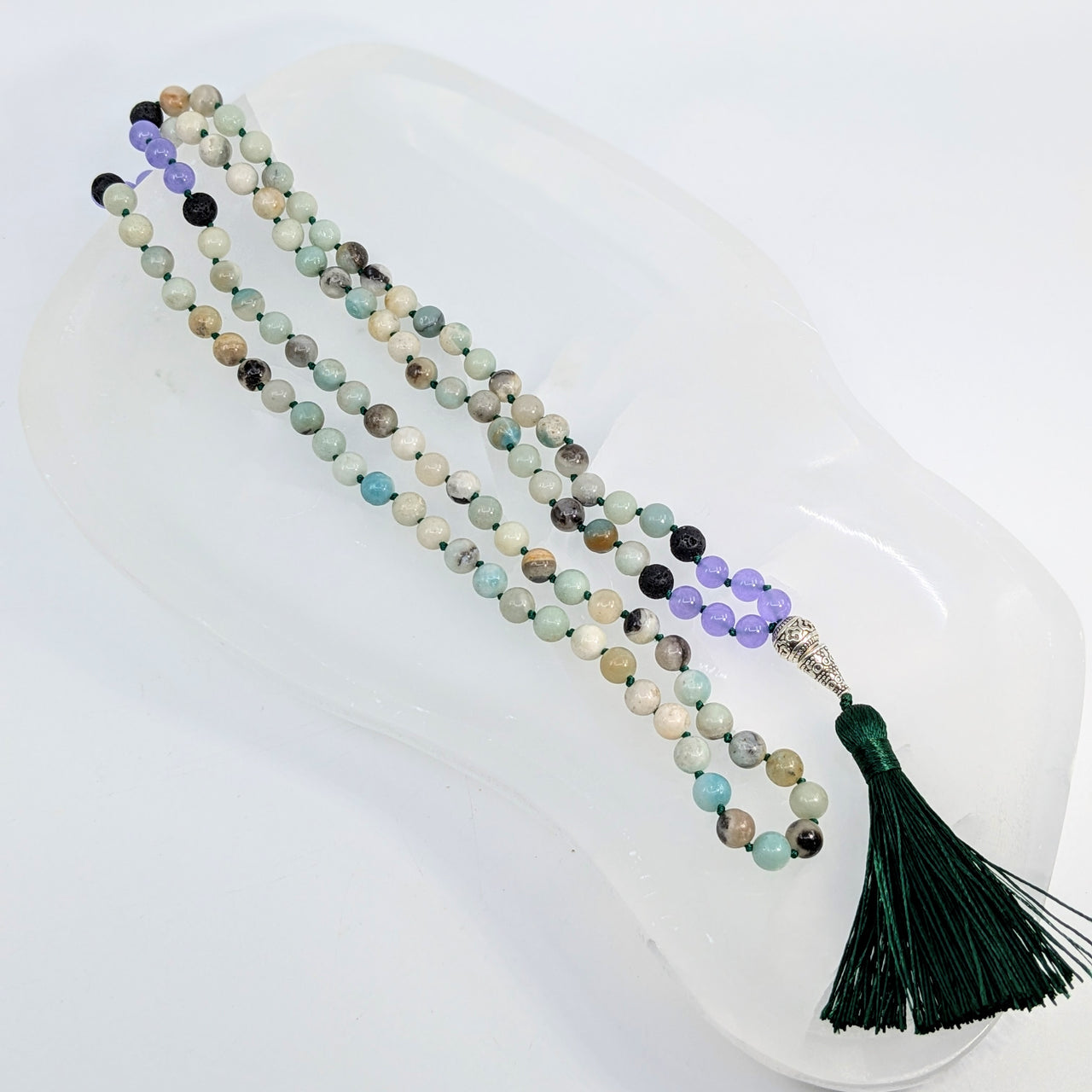 Amazonite & Fluorite 20" Mala Necklace #LV6580