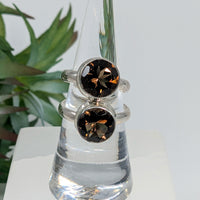 Thumbnail for Smoky Quartz Sz 6.75 - Sz 7.75 Brilliant S.S. Ring #LV6701