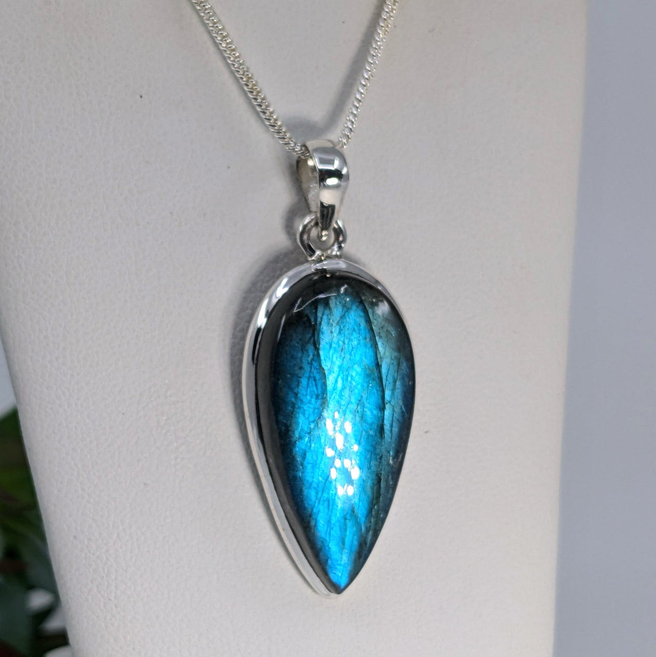 Labradorite 1.2" Teardrop S.S. Pendant #LV6706