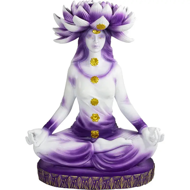 Lotus Chakra Goddess Polyresin Backflow Incense Burner #Q409