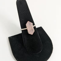 Thumbnail for Rose Quartz Double Terminated Point Sterling Silver Ring #SKU6904
